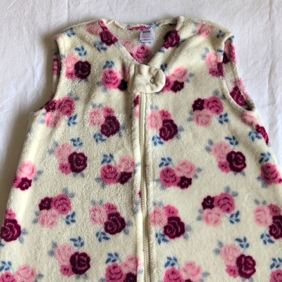 hudson baby rose floral fluffy fleece zipper sleep sack 18-24 months baby girl - Picture 2 of 7